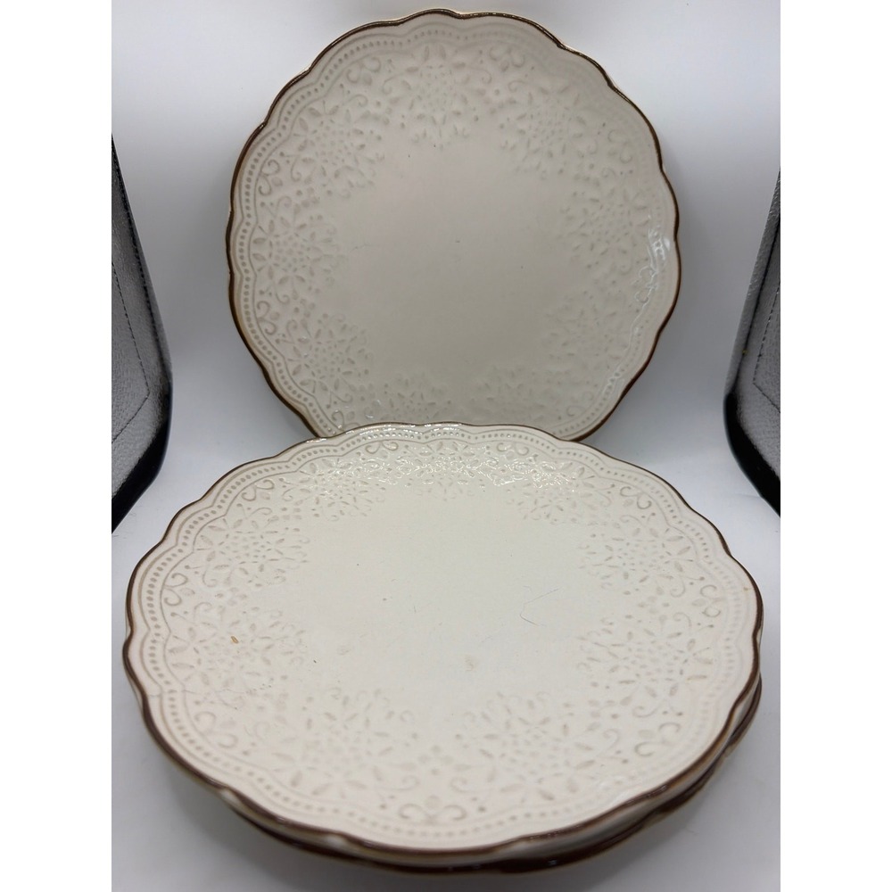 3 Pfaltzgraff JOANNE Salad Plate 8-1/4" Beige  Reactive Glaze-
